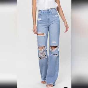 Flying Monkey Light Wash 90's Vintage Wide Leg Jeans